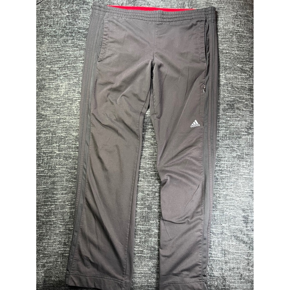 Adidas Track Pants Mens Medium Black Tonal Stripes Zipper Pockets Athletic